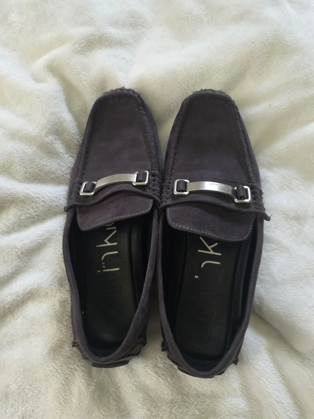 Calvin Klein Men's Dark Grey Suede Moccasin Loafers